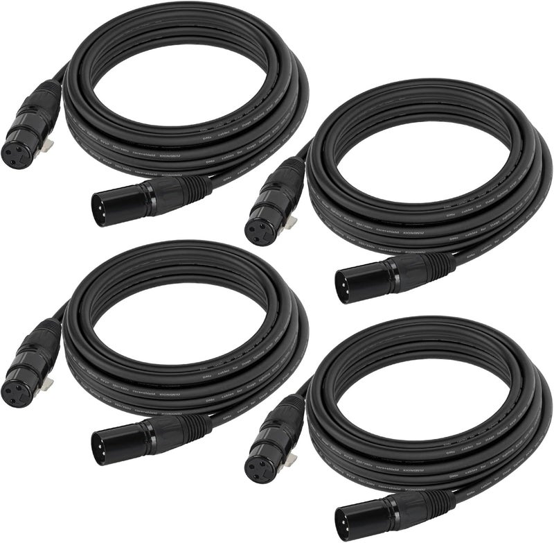Gruolin 25ft DMX Cable, 4 Pack 7.62m DMX Light Cables DMX Wires, 3-Pin XLR Male to Female Stage Signal Cable with Metal Connectors for DMX512 Stage & DJ Lighting fixtures - Image 1